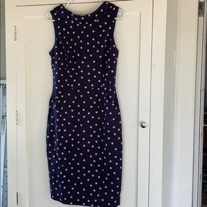 Boden Navy and chalky pink spot seam Martha dress